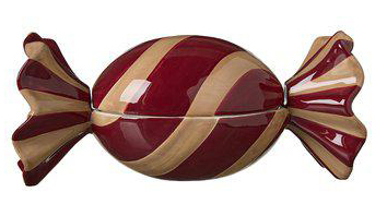 Candy skål med lock, 2-set, vinröd/beige
