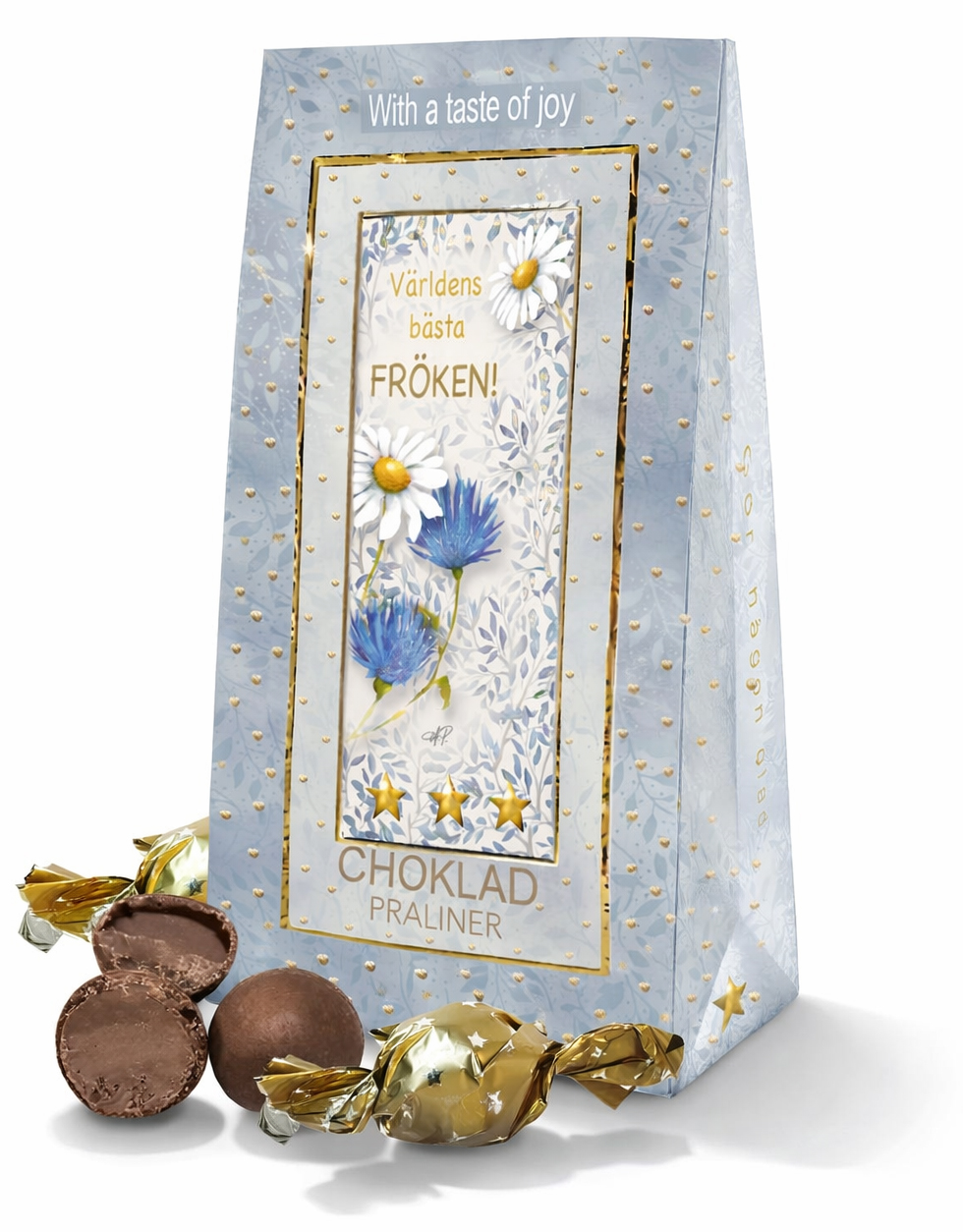 Världens bästa Fröken, blå ask - Lyxiga chokladpraliner