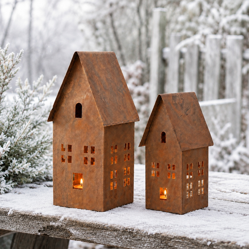 Rostfärgade Huslyktor 2-set, 23 & 18cm - Wikholm Form