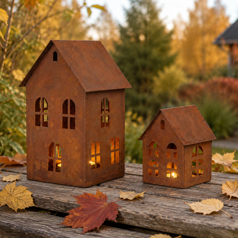 Rostfärgade Huslyktor 2-set, 21 & 11cm - Wikholm Form