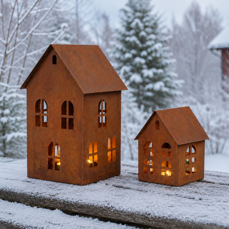 Rostfärgade Huslyktor 2-set, 21 & 11cm - Wikholm Form