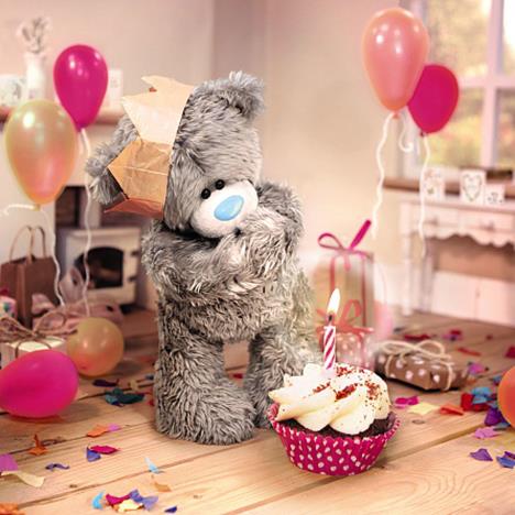 Me to you (Miranda nallar) 3D-Kort (Födelsedag), Nalle med cupcake - Me To You