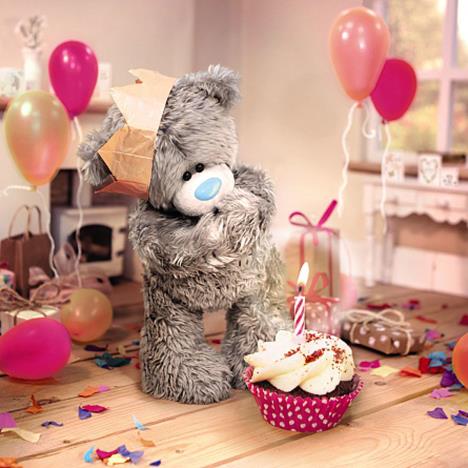 Me to you (Miranda nallar) 3D-Kort (Fdelsedag), Nalle med cupcake - Me To You