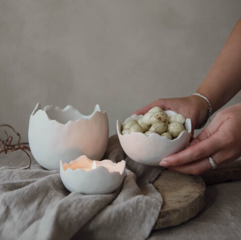 Eggshell Skål, från Majas lyktor säljs till förmån för Barncancerfonden