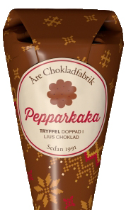 Pepparkaksstryffel doppad i mörk choklad, chokladpraliner från Åre Chokladfabrik