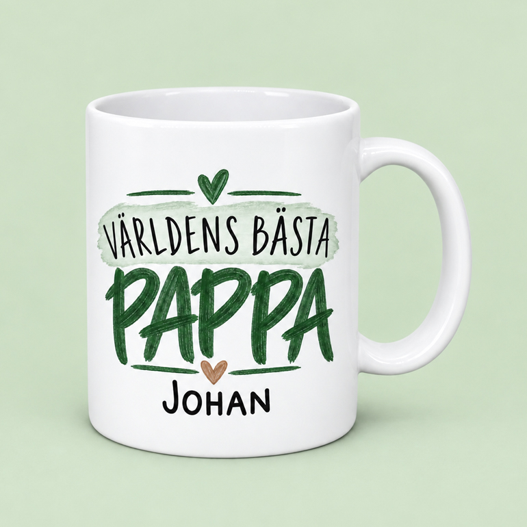 Personlig mugg till pappa med namn – Världens bästa pappa
