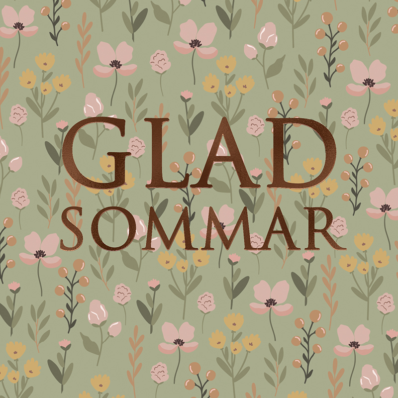 Kort Glad Sommar (flerfrgad, folierad text)