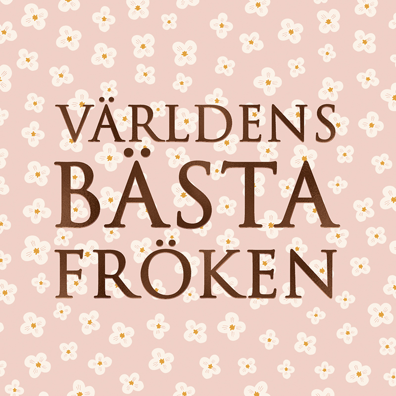 Kort Vrldens bsta frken (rosa/vit, folierad text)