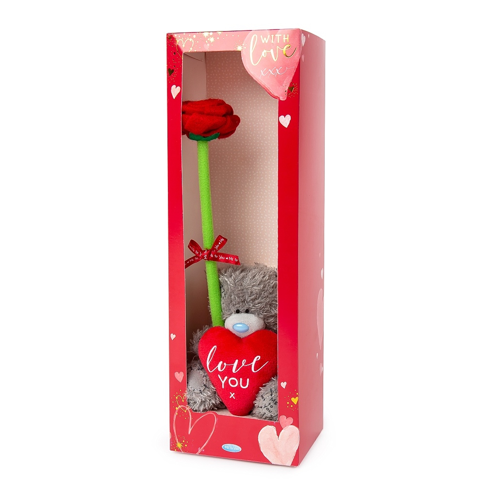 Nalle 10cm med hjärta och ros (presentask) - Me to you (Mirandanalle)