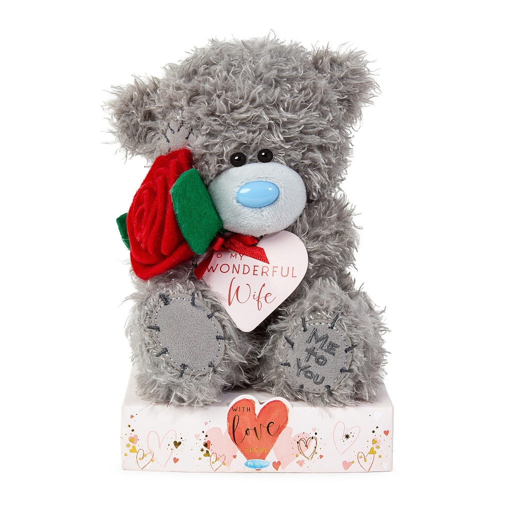 Nalle med ros "Wonderful Wife", 15cm - Me to you • Pryloteket