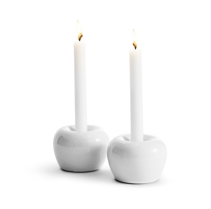 Ljusstake Apple liten (Vit), 2-pack - Born in Sweden