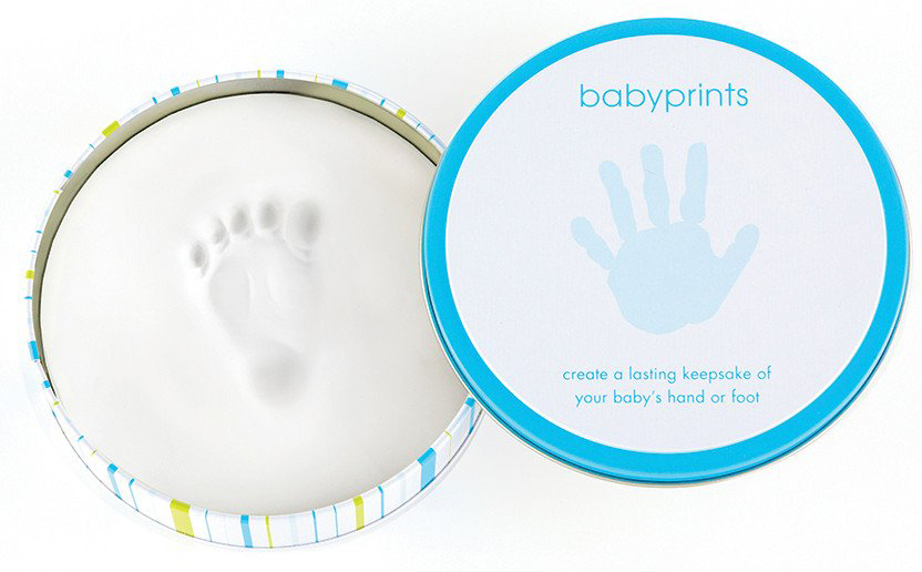 Babyprints hand och fotavtryck i plåtburk