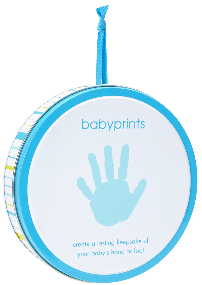 Babyprints hand och fotavtryck i plåtburk