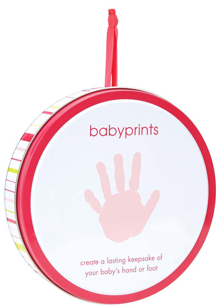 Babyprints hand och fotavtryck i plåtburk
