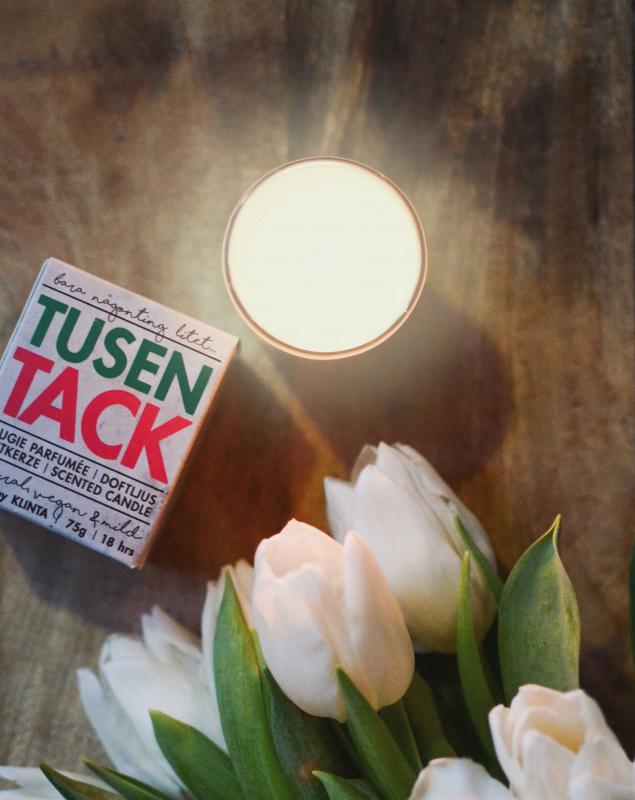 Budskapsljus Tusen Tack från Klinta