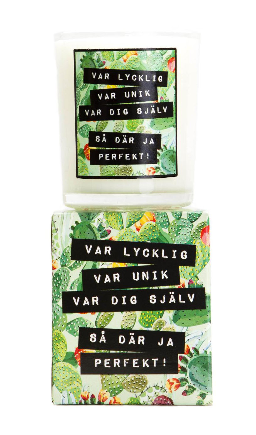 Budskapsljus Var lycklig - Klinta • Pryloteket