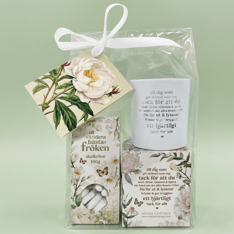 Presentset Fröken Ljuslykta & Godsaker i cellofan