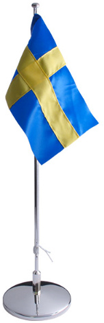 Flaggstång nysilver, Svensk flagga, 42cm