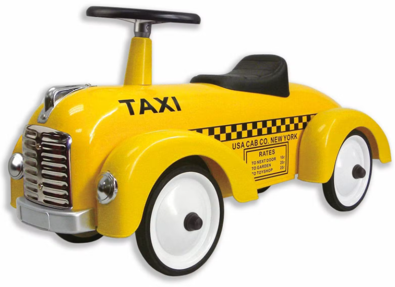 Gåbil Taxi i retromodell, gul • Pryloteket