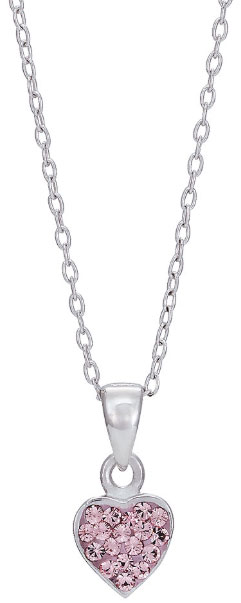 Silverhalsband med rosa hj?rta • Pryloteket