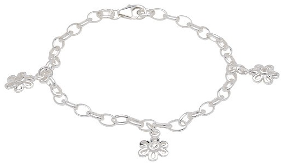 Silverarmband blommor med Zirkoniasten, 17cm • Pryloteket