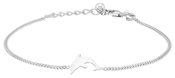 Silverarmband med delfin, 17cm • Pryloteket