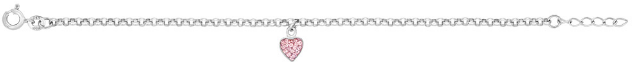 Silverarmband med rosa hj?rta, 17cm • Pryloteket