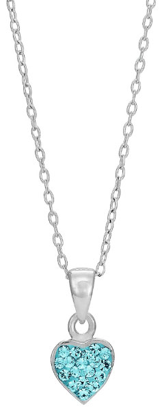 Silverhalsband med bl?tt hj?rta, 38cm • Pryloteket