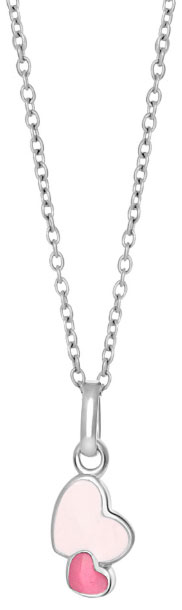 Silverhalsband med emaljhj?rtan, 38cm • Pryloteket