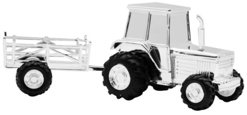 Sparbssa Traktor med vagn, silver