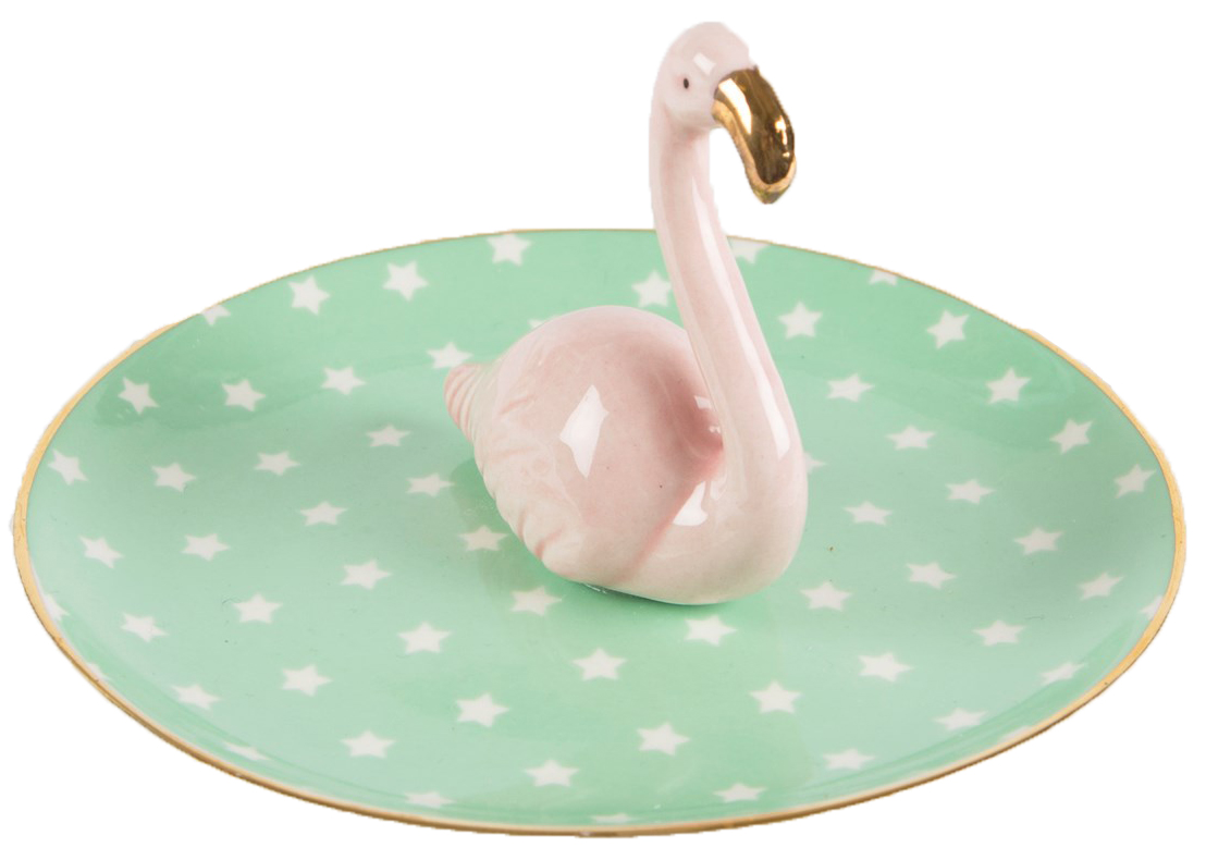 Keramikfat med flamingo