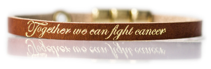Fight Cancer Armband enkelt, cognac från KL Sweden/Barncancerfonden