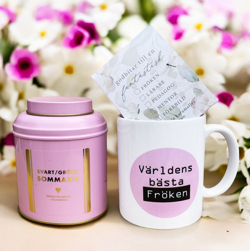 Fröken Presentset, te, godis och mugg