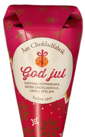 God Jul-strut med blandade chokladpraliner frn re Chokladfabrik