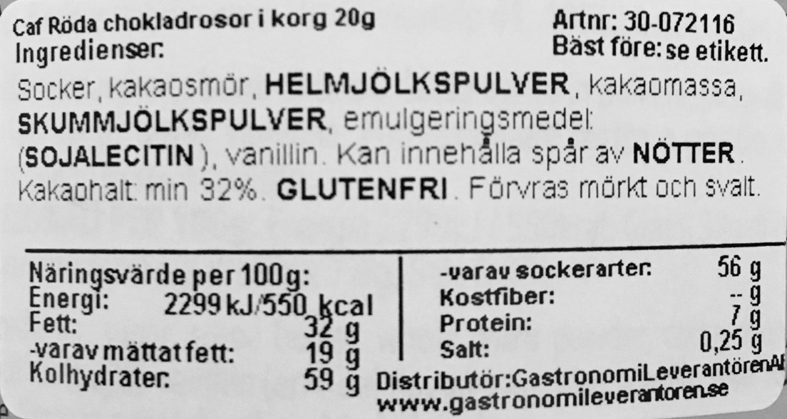 Chokladros i vacker cellofanförpackning