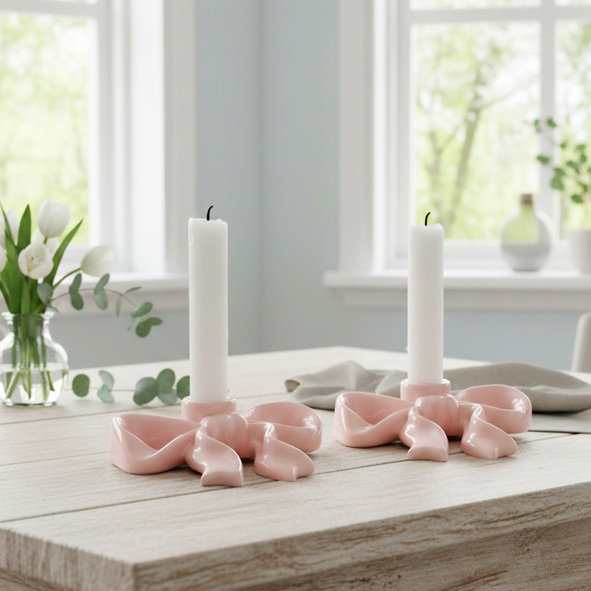 Ljusstake Fenja Rosett, rosa - Mitt & Ditt 