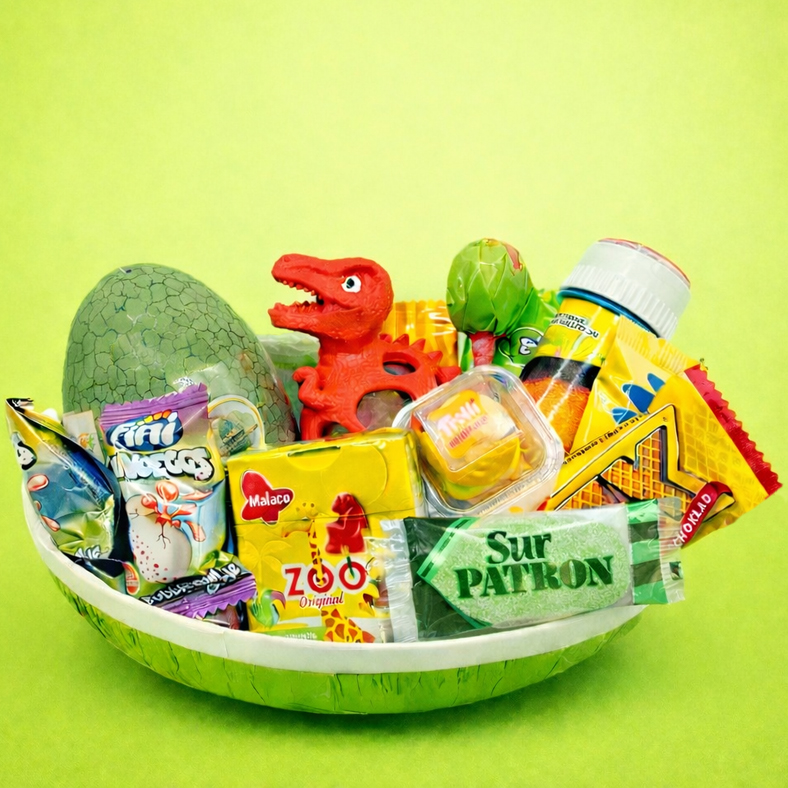 Påskägg Dino med skoj och godis (18cm)