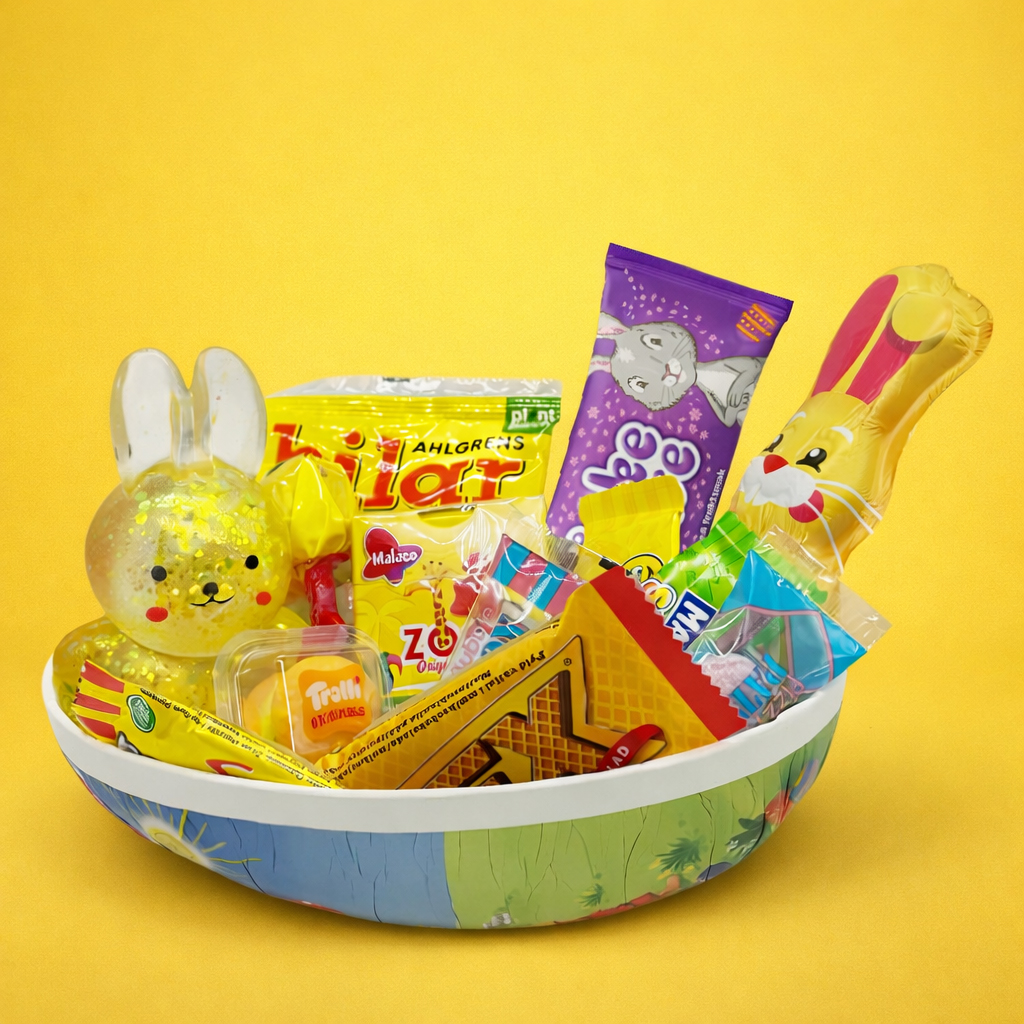 Påskägg till barn, med godis och skoj (18cm)