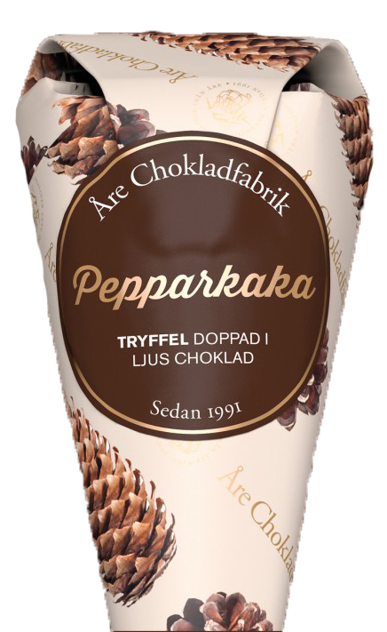 Pepparkaksstryffel doppad i mrk choklad, chokladpraliner frn re Chokladfabrik