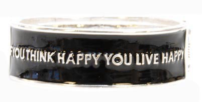 Armband Catia, If you think happy you live happy, svart - Baglady