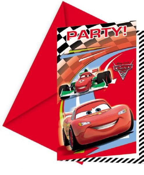 Inbjudningskort Cars (Bilar), 6st