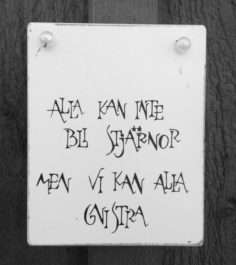 Skylt med texten, Alla kan inte bli stjärnor...