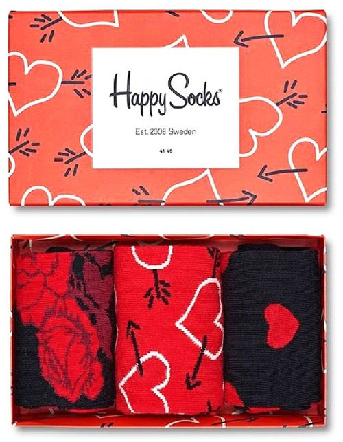 Hjrtan sockar 3 par i box - Happy Socks (41-46)