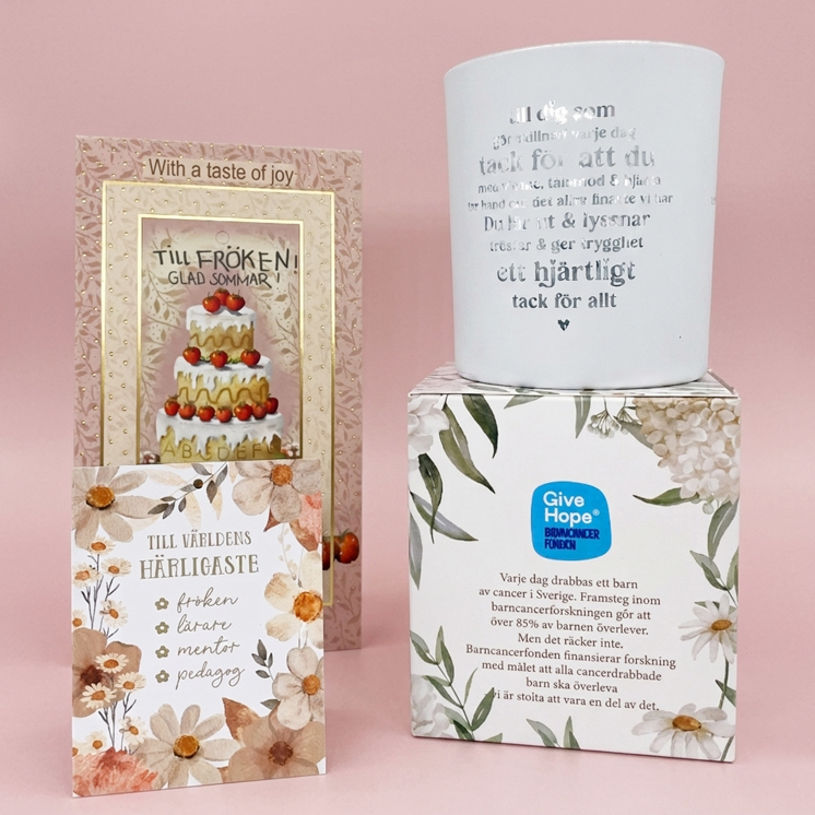 Presentset Fröken (Ljuslykta, praliner och kort)