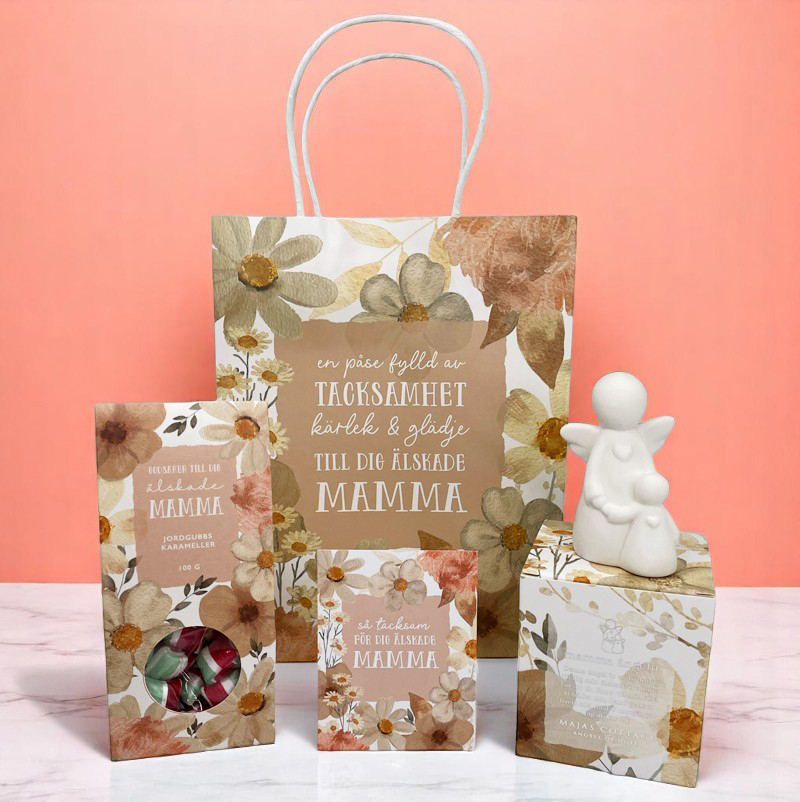 Presentset Mamma (ängel, karameller, presentpåse och kort)