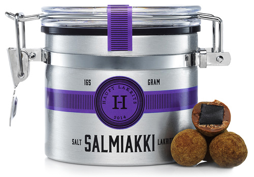 Haupt Lakrits - Salmiakki, hrlig stlakrits doppad i mjlkchoklad rullad i salmiakpulver