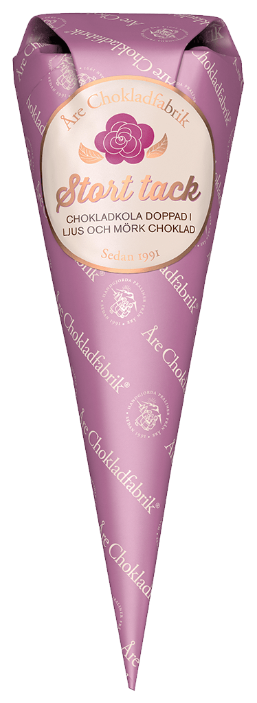Stort Tack - Choklad strut från Åre Chokladfabrik innehållande blandade ljusa och mörka chokladkolor
