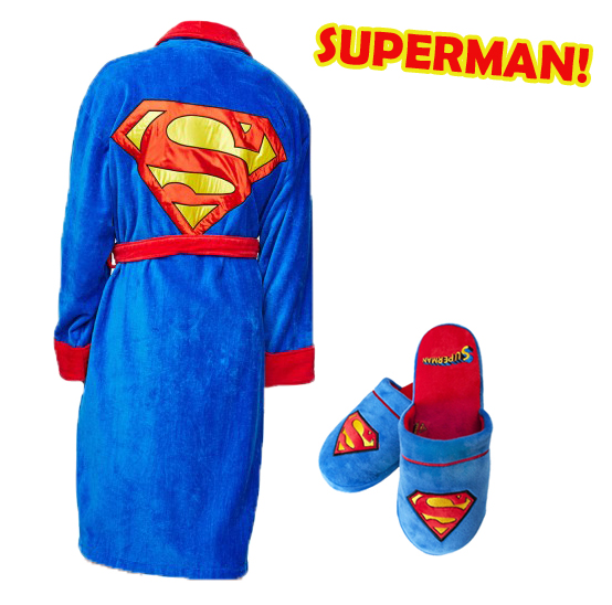 Superman PAKET - Morgonrock + Tofflor | Presenteriet.se