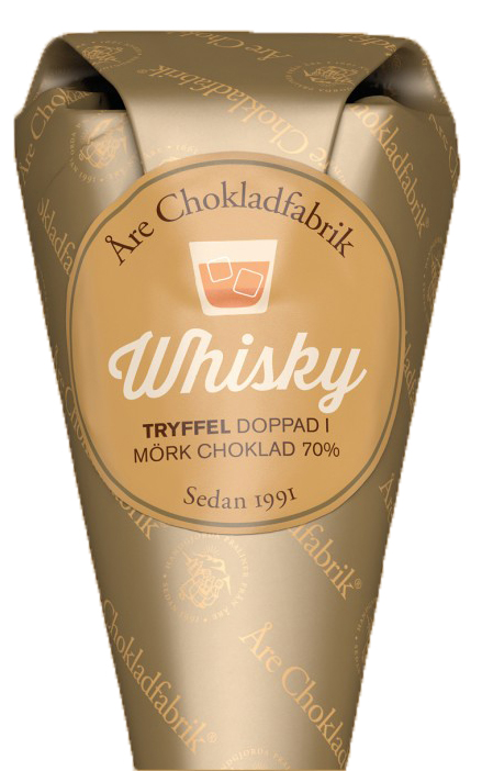 Whiskytryffel doppad i mrk choklad, chokladpraliner frn re Chokladfabrik