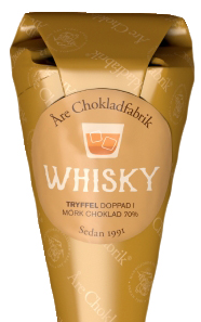 Whiskytryffel doppad i mörk choklad, chokladpraliner från Åre Chokladfabrik